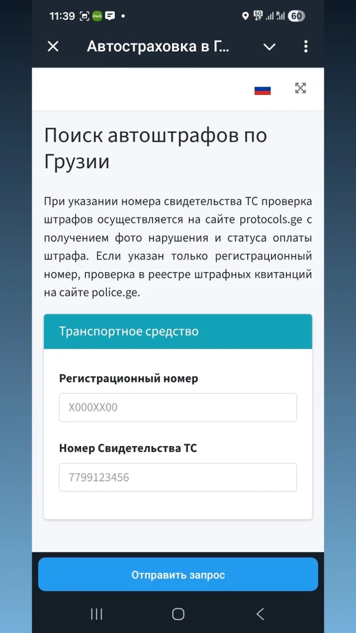 Скриншот 3 приложения Страховка и штрафы в Грузии (бот)